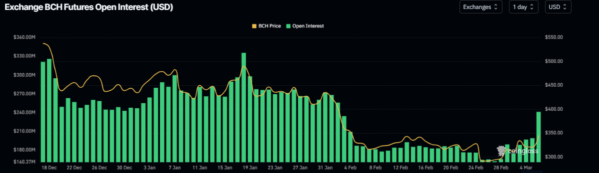 BCH open interest chart. Source: Coinglass